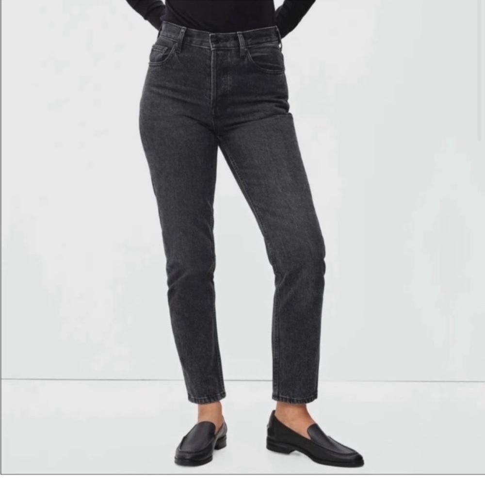 Everlane High Rise Straight Ankle Jeans in Washed Black